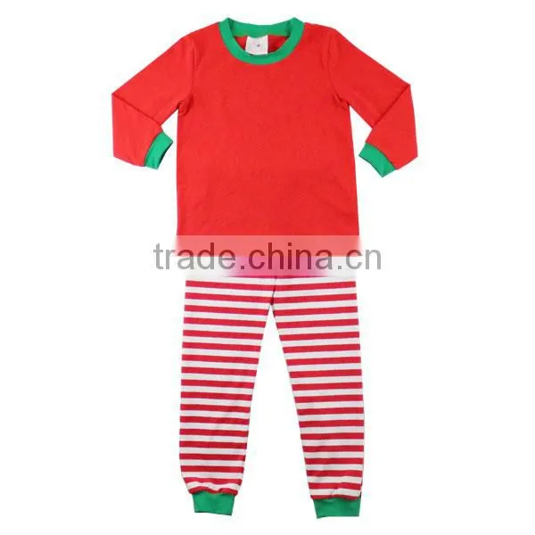 2017 Wholesale baby stripe cotton knit soft sets kids Christmas pajamas
