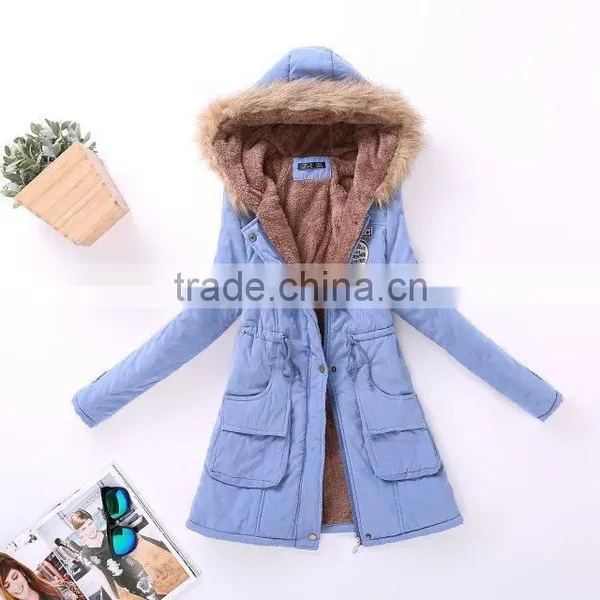 Womens Hooded Warm Winter Coats Faux Fur Lined Parkas Black Pink Green Blue Red photo-5