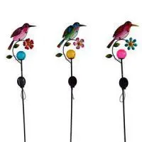Solar-powered Metal And Color Glass Bird Garden Stake, Yard Outdoor Art Décor