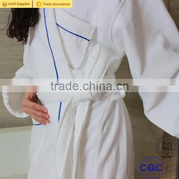 White Customized Logo Terry Velour Adult Bath Robe Use for Hotel photo-3