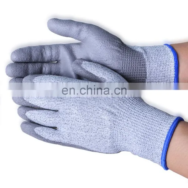 en 388 Level 5 PU Cotton Cut Resistant Work Industrial Safety Gloves photo-4
