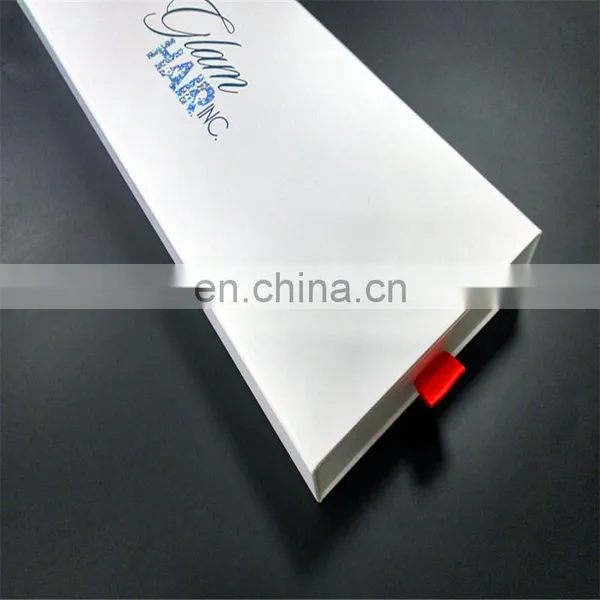 Shiny ! ! ! !Customized Hair Extension Packagings Sliding Drawer Box With Shiny Blue Foil Logo photo-5