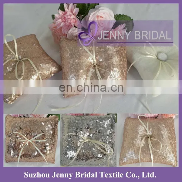 RP02 Cheap Silver Sequin Deorative Wedding Ring Bearer Pillow photo-3