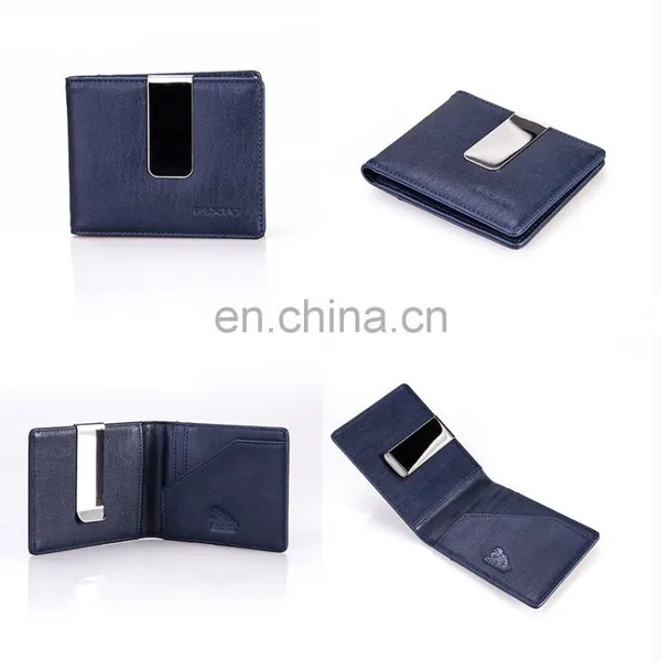 New Design Bule Leather Promotional Wallet Factory Price Money Clip Wholesale photo-6