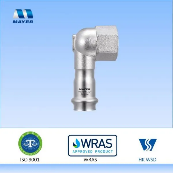 Stainless Steel Angle Adapter 90 Degrees Elbow Press Fitting WRAS Approved