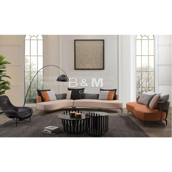 Villa Leather Sofa High-end Villas Fabric Sofa Home Leather Sofa Leather Corner Sofa