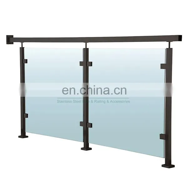Hot Sale Balcony Post Railing Outdoor Terrace Stainless Steel Black Glass Balustrade Designs photo-2