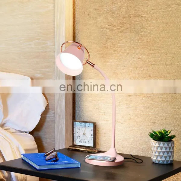 Hot Sale USB QI Wireless Charging Modern Design Led Table Desk Light Lamp photo-6