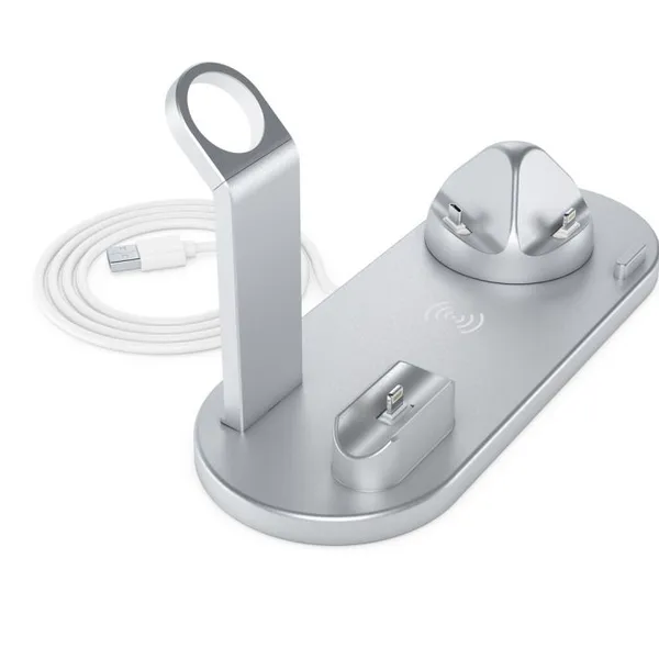 4 in 1 15W Wireless Charger Stand For IPhone12 11 Pro XSMAX Samsung S21 S20 S10 S9 Fast Charging Dock Station Phone