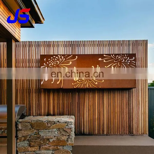 Corten Steel Garden Screen Laser Cut Outdoor Garden Privacy Art Metal Screens Panels Decorative Sheet Metal Panels Fence photo-4