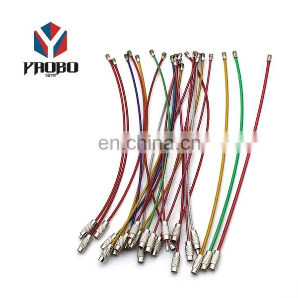 Qualities Product Tag With Screw Stainless Steel Keychain Cable Thin Wire Key Ring photo-2