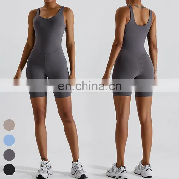Custom Workout Wear Sport Outdoor Running Quick Dry Rompers Bodysuit Gym Fitness Jumpsuits One Piece Yoga Jumpsuit For Women photo-4