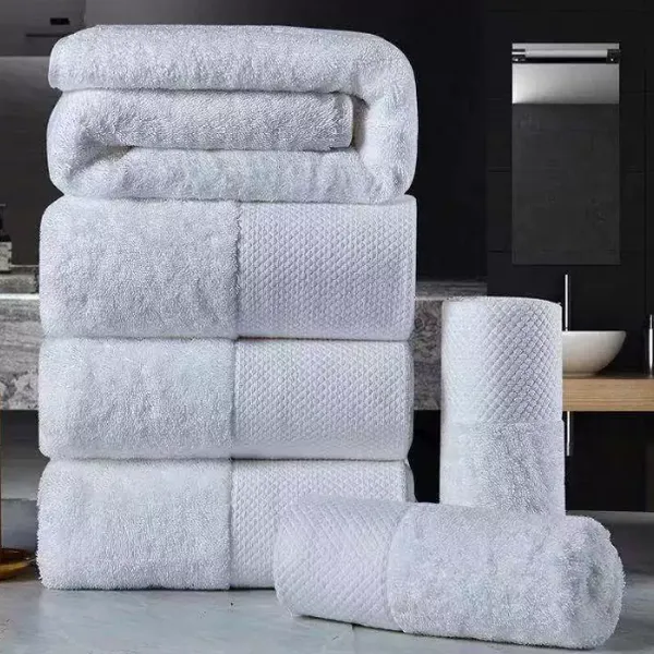 Cotton Satin Border Terry Bath Towels
