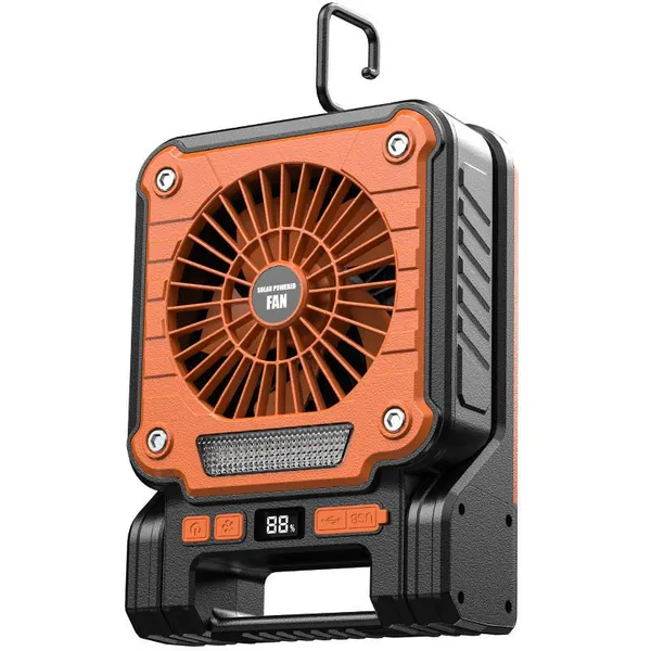 NEW Foldable Handle USB Output Outdoor LED Flashlight Camping Lights Solar Fan With Solar Panel With Lights and Battery photo-4