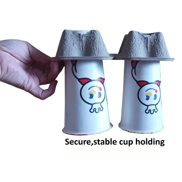 Disposable Pulp Drink Carrier Tray for Coffee & Juice Cup Holder Takeaway photo-4