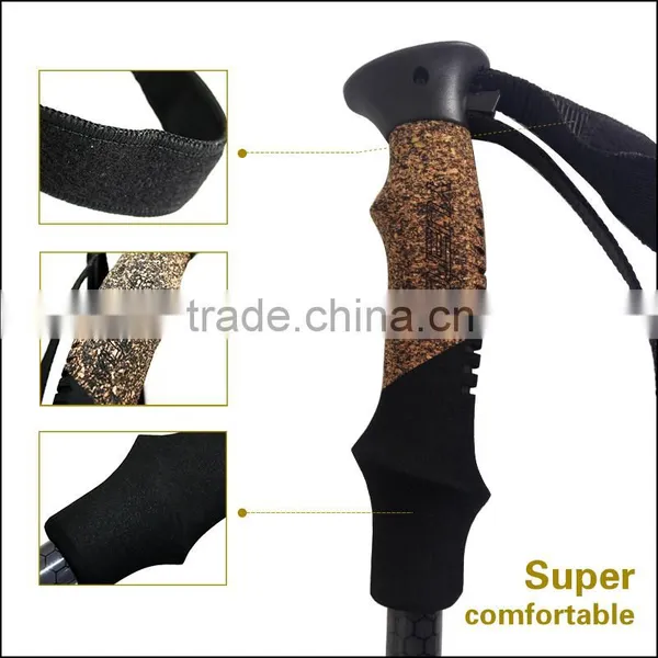 3 Sections Retractable External Quick Lock Carbon Fiber Trekking Pole Hiking Stick Supplier's Choice photo-5