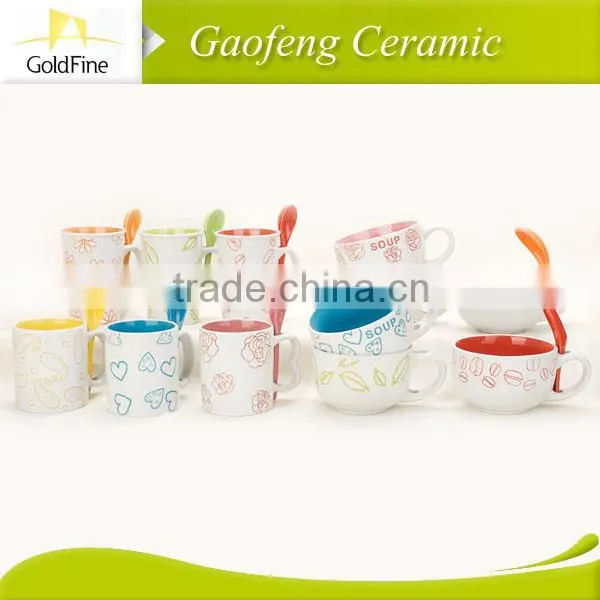 Various Color Stoneware Soup Mug Cup