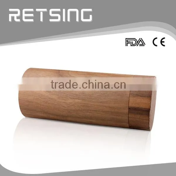 Bamboo Material Cylinder Sunglass Case Walnut Wood photo-3