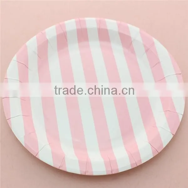 9 Inch Disposable Colorful Round Striped Paper Plate photo-5