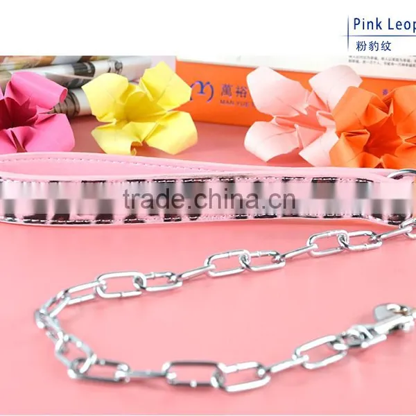 China Leather Lead Hand Pulling Chain Dog Leash photo-2