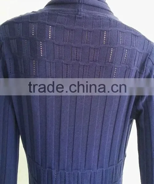 Long Sleeve Knitting Wear Hollow-out OL Long Cardigan Coat photo-2