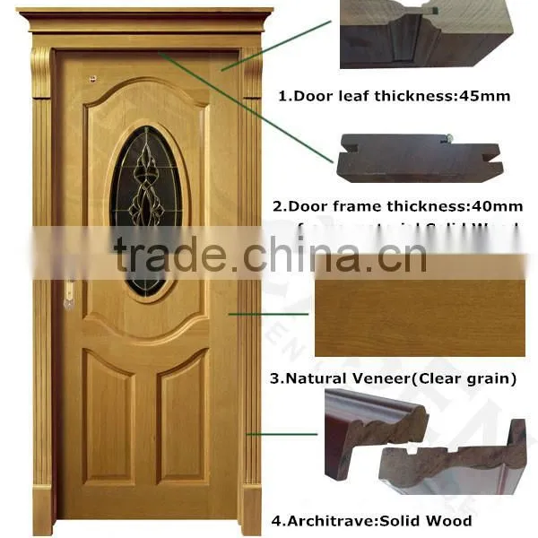 European Style the Latest Wood Glass Door Design Single Swing Door for Exterior in China photo-2
