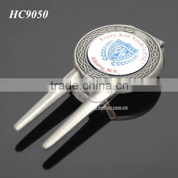 New York League Team Souvenir Print Logo Custom Alloy Antique Silver Plated Metal Golf Divot Tool photo-2