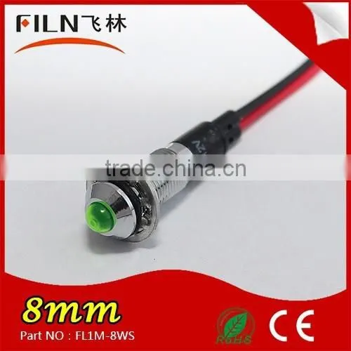 Wenzhou FILN White Lamp 8MM Metal 12V DC Led Signal Automotive Lights Manufacturers With Wire photo-2