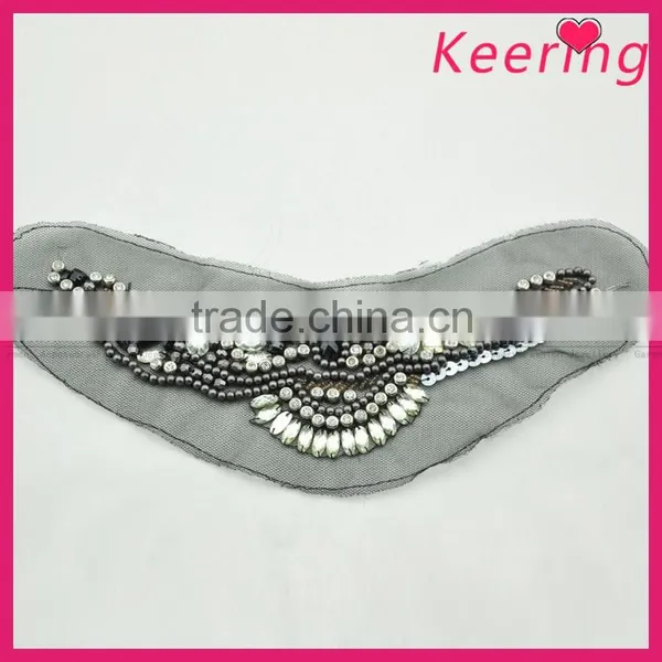 New Arrival Handmade Black Beaded Neckline for Garments