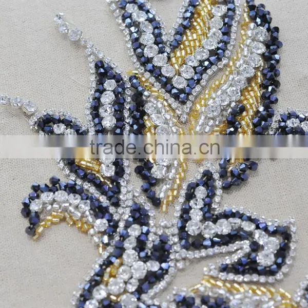 Beautiful Sewing on Mesh Dress Beaded Rhinestone Sew on Bling Applique WDP - 017 photo-6