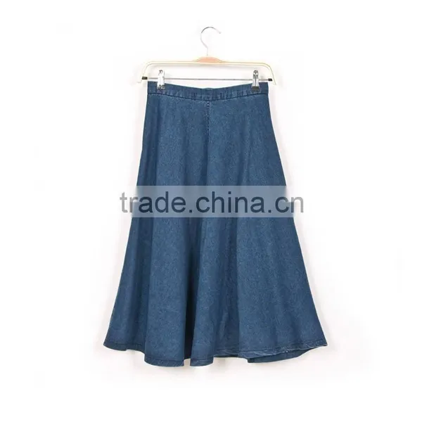 Wholesale Long Denim Women Blue Denim Skirt Lady Long Denim Skirt Jeans Apparel
