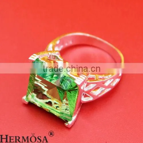 Top Quality Simple Design Green Topaz 925 Sterling Silver Gemstone Unisex Ring photo-2