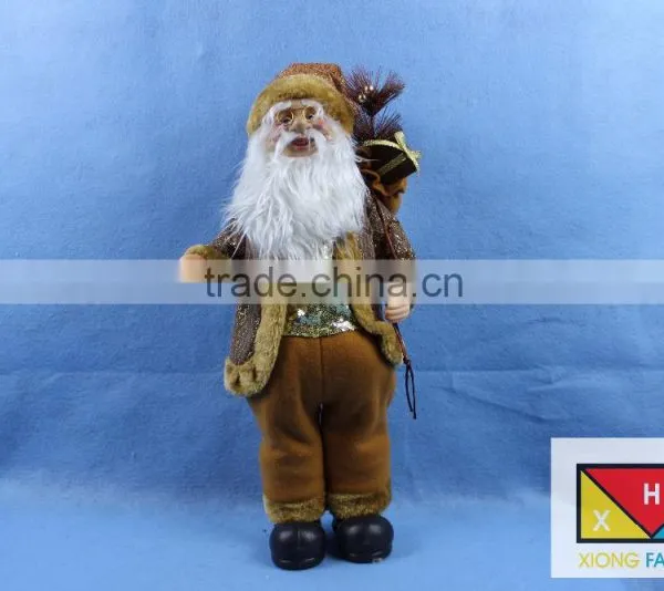 ]Natural Country Brown Standing Santa Claus Christmas Figure With Gift Bag
