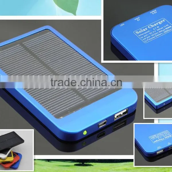 Mobile Accessories 2600mAh Travel Solar Charger Battery For Mobile Phone/Digital Camera/ PC/MP3