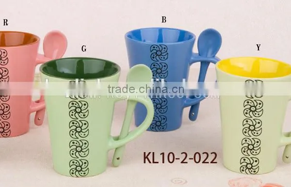 Elegent Design Ceramic Cafe Mug With Spoon photo-2