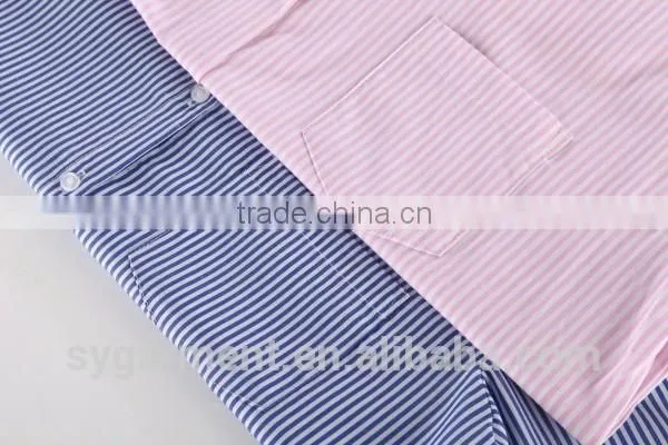 2015 Classic Women Long Sleeve Blue White Stripe Shirts and Tops photo-3