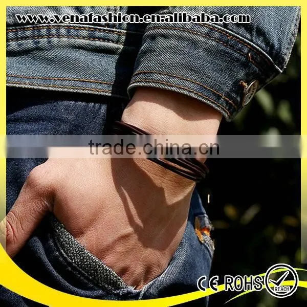 Multilayers Boys Thin Leather Bracelet, Teen Leather Bracelet photo-4