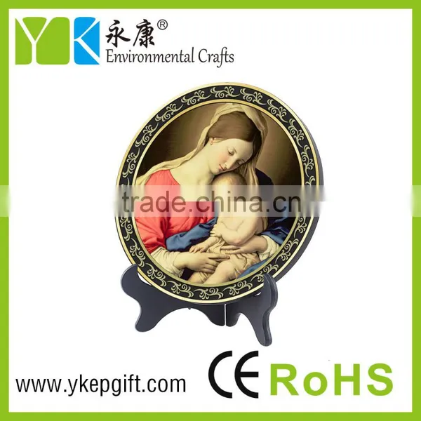 Religious Activated Carbon Carving Craft Virgin Mary and Baby Jesus Plate Shape photo-2