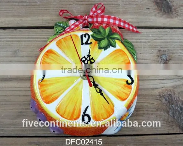 Cute Ceramic Emboss Clock Decorative Hang Wall Clock