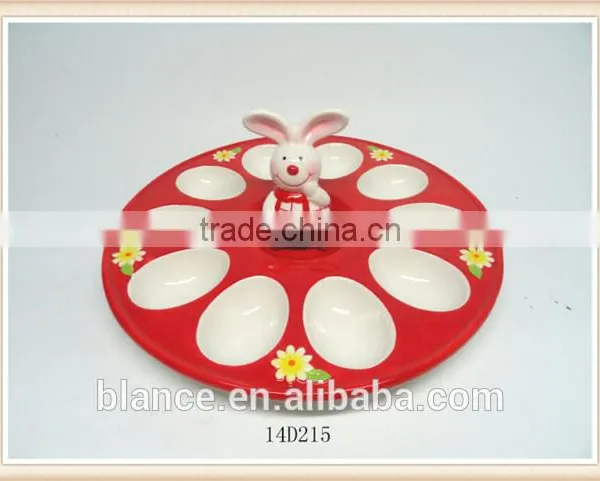Ceramic Animal Shape Egg Holder Animal Shape Design With Rabbit Figurine photo-3