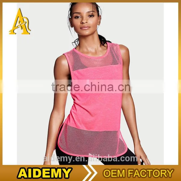 Wholesale Fitness Activewear Women's Mesh Tank Top Sexy t Shirt