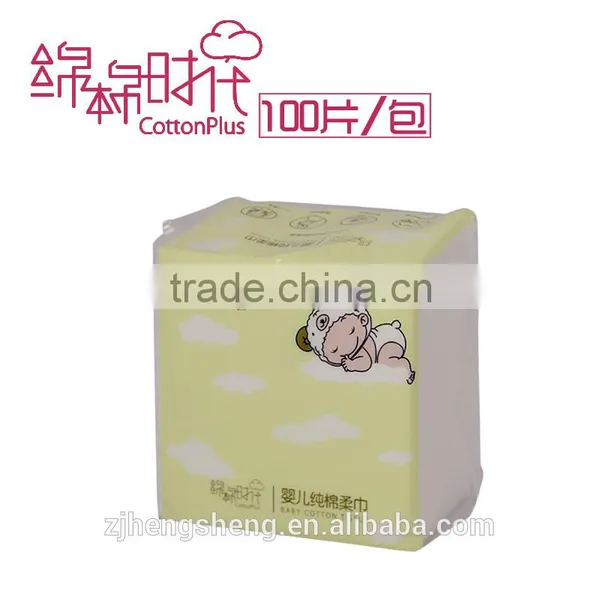100%imported Natural Cotton Soft Wipes,disposable Towel , Baby Cotton Tissue 100pcs/bag