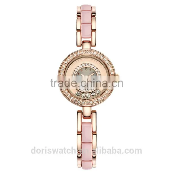 High Quality Alloy and Acrylic Band Shiny Diamond Fashion Bracelet Ladies Watch photo-3