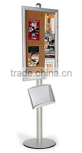24 x 36 Enclosed Cork Board with Metal Tray, Hinged, Cork Surface, 6-Foot - Silver