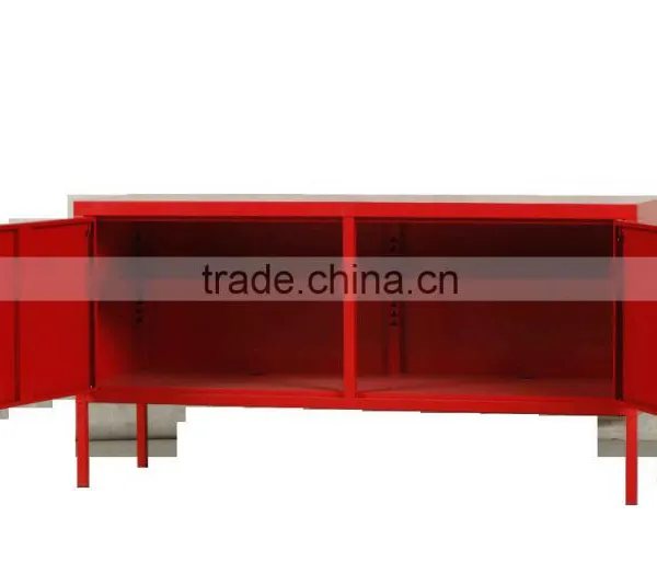 Korean Modern Red Lateral Metal Bedside Strorage Cabinet With Shelves photo-6