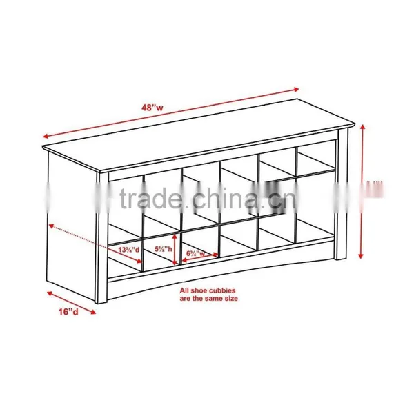 2016 New Cubbie Storage Bench Shoe Organizer Entryway Shoe Storage Bench Eco-friendly MDF Wood Bench photo-6