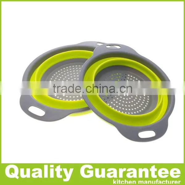 Customized Color Silicone Colander Collapsible Plastic Silicone Strainer photo-3