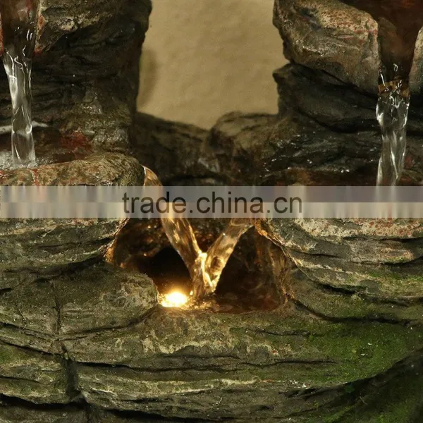 Split Mossy Rock Falls Tabletop Water Fountain With LED Light photo-5