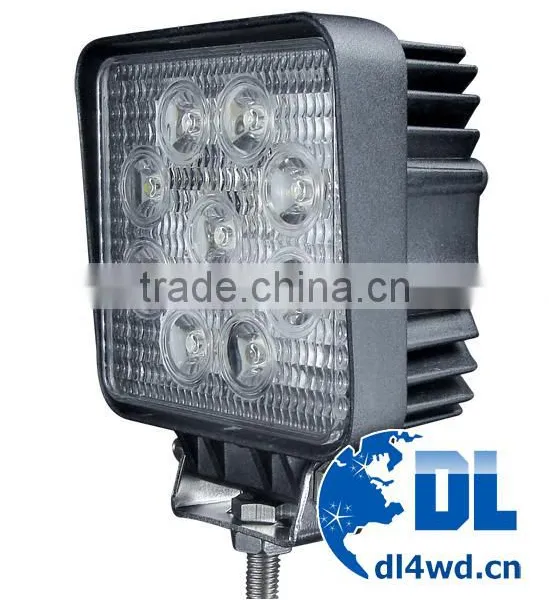 PMMA Lens 27w Auto Led Driving Light Square Led Work Light for Auto off Road Car