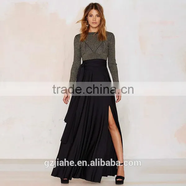 Jiahe Factory Latest JH7017 Fashion Long Skirt Design Sexy Slim Ladies High Side Slit Design Summer Maxi Skirt for Ladies photo-3